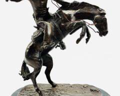 Frederic Remington 10 High The Bronco Bronze Sculpture On Marble Base
