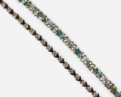 23 Grams Fine Gilt Sterling Silver CZ Gemstone Bracelets - 2 Bracelets
