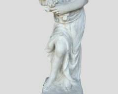 Vintage Poured Stone Two Piece 55" Roman or Greek Neoclassical Female Lady Holding Grapes
