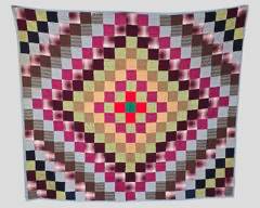 Vintage Cotton Trip Around the World Patchwork Quilt
