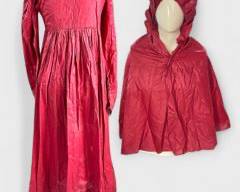 Antique Victorian Long Sleeve Dress With Matching Capelet With Hood

