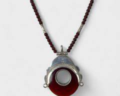 20 Grams Fine Tribal Silver North African Tuareg Carnelian Statement 16 Inch Necklace
