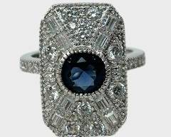 Fine Sterling Silver Blue Gemstone Statement Ring Size 10
