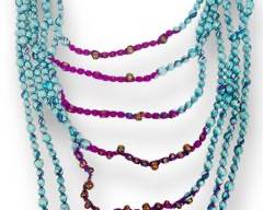 Vintage Blue & Purple Beaded Boho Costume Jewelry Statement Necklace
