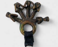 Antique African Bronze Tribal See No Evil Speak No Evil Statement Pendant
