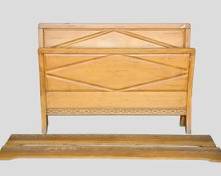 Vintage Blonde Wood Hand Carved Bed Frame Hollywood Regency Style
