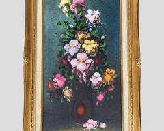 A. Novaro Signed Still Life Painting on Canvas Gilt Framed
