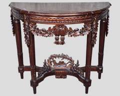 Lovely Vintage Hand Carved Ornate Wood Demi Lune Table Great form to paint
