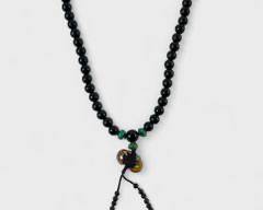 Vintage Black Onyx & Turquoise Beaded 34 Inch Necklace
