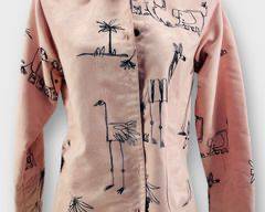 Chico's Jacket Womens Pink & Black Jacket Blazer Stick Animal Shacked Palm Trees Wildlife Animals Size 10
