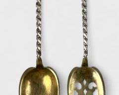 195 Grams Fine Antique Dominick & Haff Sterling Silver Twist Handle Serving Pieces W/ Sleeves Purchased Shreve Crump & Low
