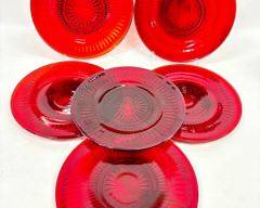 Vintage Cranberry Red Anchor Hocking plates set of 6
