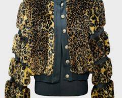 ANTONY MOORCROFT Brown Faux Fur Leopard Jacket With Gold Buttons Size L
