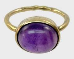 Fine Gilt Silver Modern Amethyst Statement Ring Size 6.25
