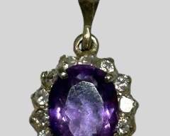 Fine Sterling Silver Amethyst CZ Small Pendant - 1 Gram

