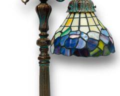 Vintage Tiffany Style Leaded Stained Glass Adjustable Table Lamp

