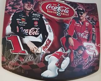 Dale Earnhardt and Dale Jr. Coca Cola Metal Wall Hood Decor