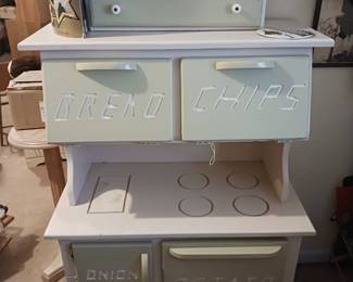 Vintage Onions, Potatoes, Bread and Chips Unit, doubles as a Play Kitchen