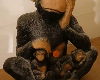 Mama Chimpanzee with her Babies Figure