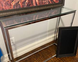 glass and metal sofa table