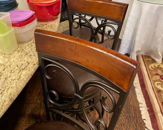 3 wood and iron bar stools - American Billiards brand 