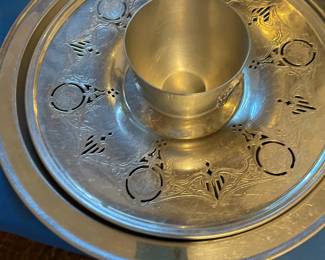 Pewter plates and cup