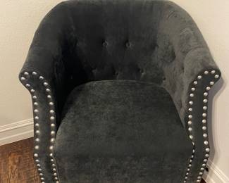 Black Tufted and studded side chair