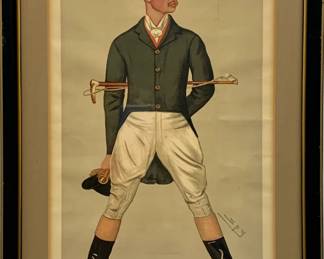 Lot # 22	$50.00	ORIGINAL LITHOGRAPH FROM VANITY FAIR SERIES "TAPLOW COURT"	Sight height 13.5 in, width 8.25 in, Frame height 17.75 in, width 12 in. Classic original Vanity Fair colour print of 'Taplow Court' by 'Spy' aka Sir Leslie Ward dated Dec 20, 1890.	Bid at Woodardlipe.com or call 314-899-0098 for more information.