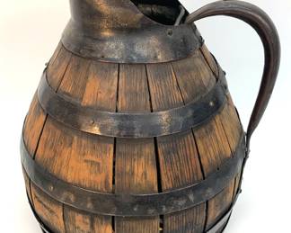 Lot # 52	$200.00	19TH CENTURY FRENCH ALSACIAN WOOD AND IRON WINE PITCHER	Height 14 in., diameter 12 in. Wood pitcher with hand hammered iron ribbing and attached handle cradling coppered slats.	Bid at Woodardlipe.com or call 314-899-0098 for more information.