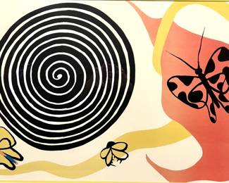 Lot # 116	$3,000.00	ALEXANDER CALDER (UNITED STATES 1898-1976) "BUTTERFLIES AND SPIRAL", SIGNED AND NUMBERED 61/125	Sight: width 38 in., height 24 in., frame: width 45.25 in., height 31.5 in., Outstanding color stone lithograph on woven paper, c. 1975 by Alexander Calder. Signed in pencil on lower right and numbered in pencil 61/125 in lower left corner. 	Bid at Woodardlipe.com or call 314-899-0098 for more information.