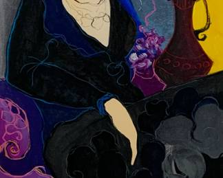 Lot # 90	$300.00	ITZCHAK TARKAY (ISRAELI 1935-2012) MIXED MEDIA, SIGNED BY ARTIST, NUMBERED 45/50	Sight height 43 in, width 18.75 in, framed height 52 in, width 27.75. Serigraph signed by artist in lower right and numbered 45/50 in lower left. Tarkay is considered to be a key figure in the modern figurative movement. Artworks by the Israeli artist focuses on people and places in a timeless world, captured in image by female socialites, parlors, terraces, and quiet cafés. His art has been featured in more than 50 exhibitions around the world.	Bid at Woodardlipe.com or call 314-899-0098 for more information.