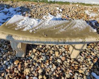 Cement bench in the back yard