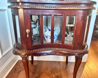 Antique cabinet with glass - one piece missing $229 as is 