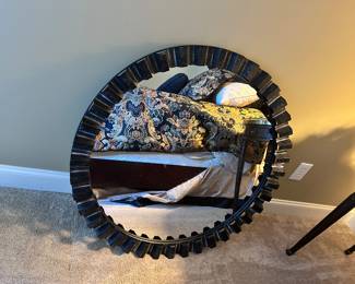 3ft. Round black metal mirror from Kirkland. $60.00