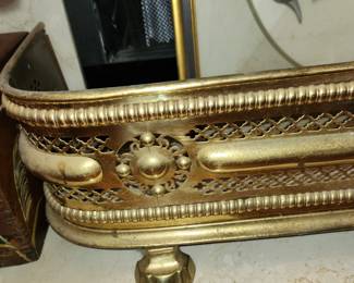 antique brass fireplace fender