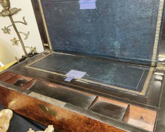 Inside antique travel writing desk