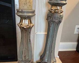 Pair of Large Carved Candlesticks