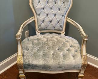 French Tufted Velvet  Boudoir Chair.                                      36" h x 23"w x 27"d