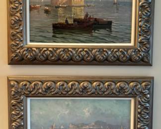 Pair of Beautifully Framed Oil Seascapes.                    signed: L Virginia