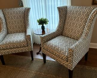 Beautiful Upholstered Stylized Sherrill Wing Pair -  
