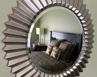 Silver Framed Contemporary Mirror  36"diameter