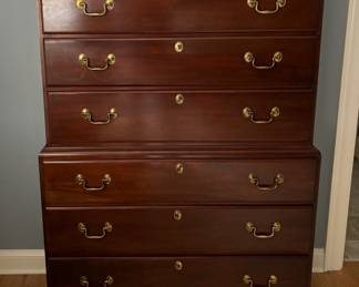 White Furniture Mfg Mahogany Chest on Chest - Perfect Condition.   64'h x 42"w x 20"d