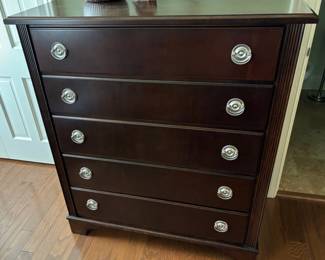 Bassett 5 Drawer Mahogany Chest of Drawers, Espresso Finish - 60"w x 19"d x 39H