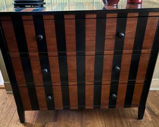 Bassett Cherry Michelle Vertical Striped Chest.  33"h  x 40"w x 16"d