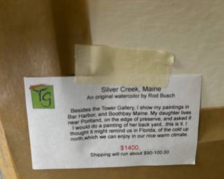 Artist Note back of Painting