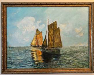 Seascape of Two Sailboats