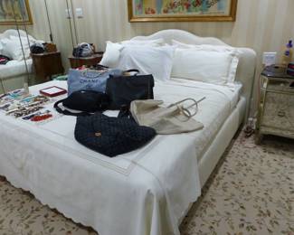 King size upholstered bed frame & headboard