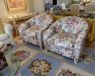 Pair of floral accent chairs