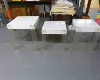 Set of 3 vintage lucite low tables