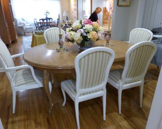 French Country dining table with 6 chairs